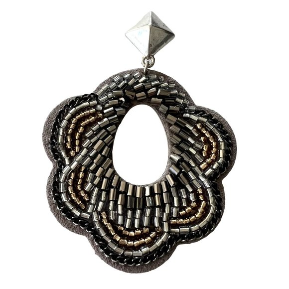 NIB Stella & Dot Dove Statement Earrings Beaded Silver Post - Picture 5 of 11